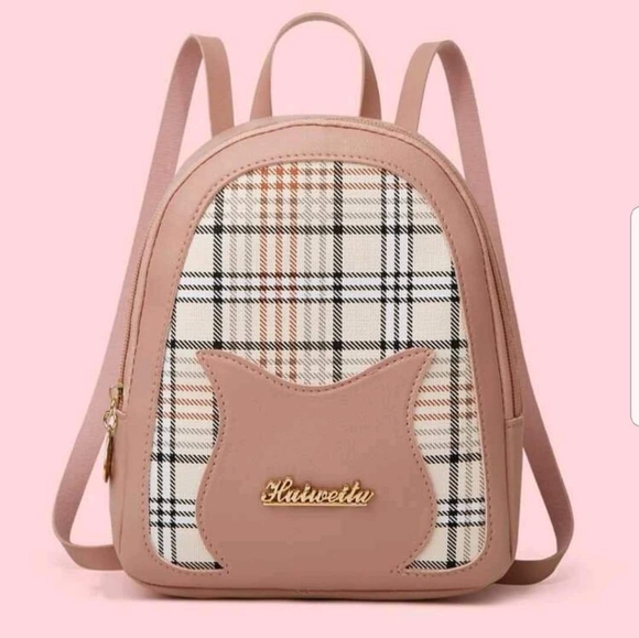 Small Backpack - Plaid and Pink - Picture 2 of 4